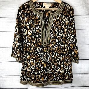 MICHAEL Michael Kors 100% Cotton Leopard Print Blouse S
